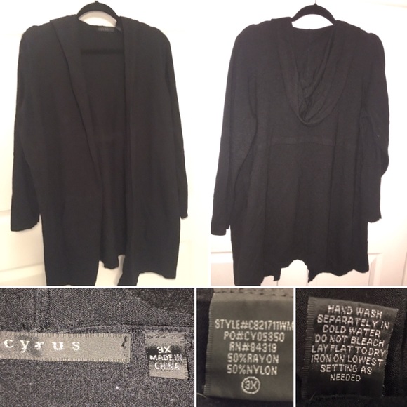 black hooded cardigan with pockets